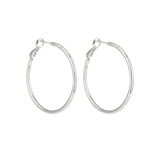 Lightweight Surgical Stainless Steel Hoop Earring for Women, Silver Hoop Earrings for women,925 Sterling Silver Post Hypoallergenic, Daily Wear Versatile Hoops 30/40/50mm
