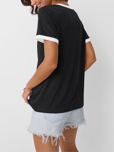 Foto de AUTOMET Camisetas de manga corta para mujer, camisetas de verano, casuales, suaves, cuello en V, ropa básica de entrenamiento, trajes de moda de primavera 2025 (imagen 5)