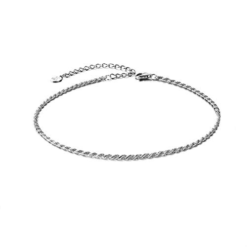 Tornozeleira de Corrente Cubana, Aço Inoxidável, Ouro 18K