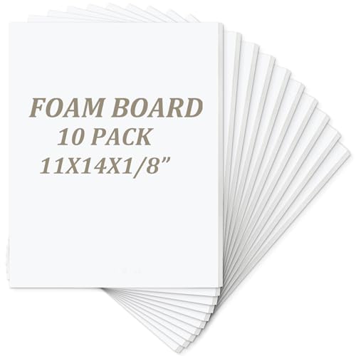 Mat Board Center, Pack of 10 Acid-Free Foam Boards, 11x14 inch White Foam Boards, 1/8