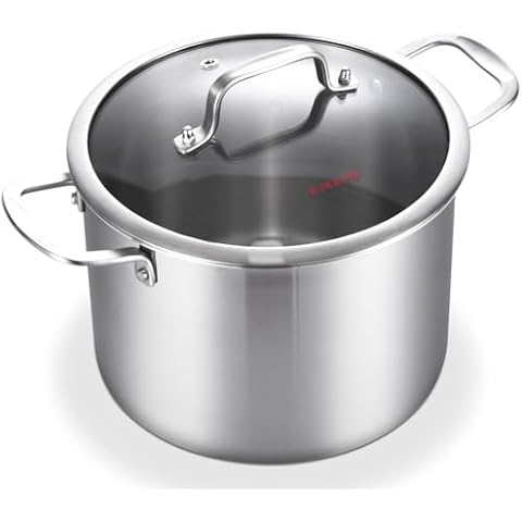 DELARLO 6QT Tri-ply Stainless Steel StockPot Cover