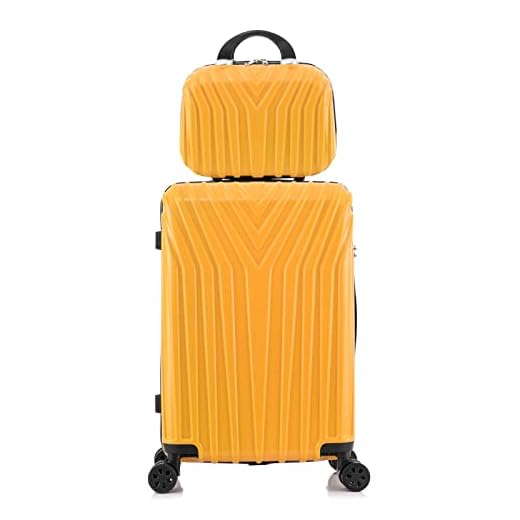 OM HOME Juego de Maletas x2, Equipaje Cabina 20''55*37*20cm + Neceser de Mano Rígido, con Cerradura TSA, Material ABS + PC, Resistentes y Ligeras, 4 Ruedas Silenciosas 360º Giratorias (Amarillo)