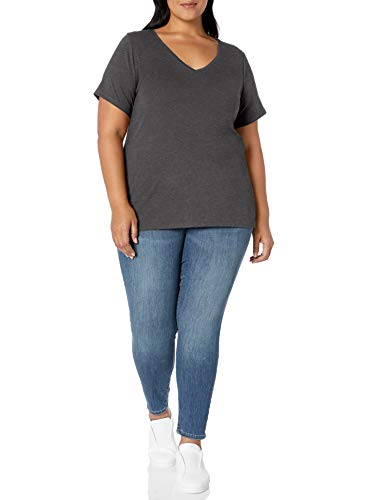 Image of Amazon Essentials Women's Plus Size Short-Sleeve V-Neck T-Shirt