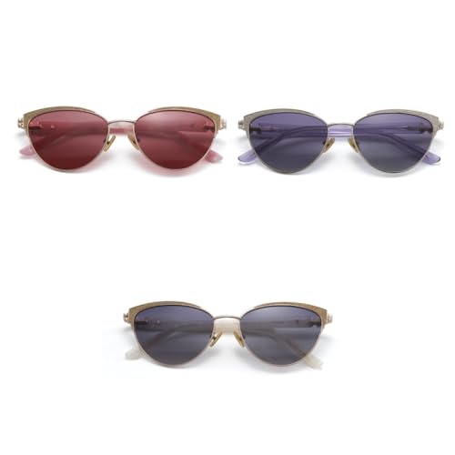 CLMJHG Trendy Metall Acetat Cat Eye Sonnenbrille Mode Für Frauen Sonnenbrille UV400 Schutz Weibliche Shades