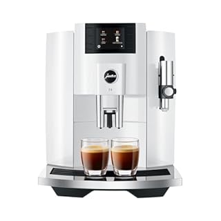 Jura E8 Automatic Coffee Machine with 17 Programmed Specialties, 2.8-Inch Display, and Professional Aroma Grinder (Piano White, Renewed)