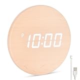 Leafre Minimalist LED Digital Wall Clock – USB Powered | Wooden, 12/24 Hour, Night Mode, Silent Clock | Aesthetic Room Decor for Kitchen, Living Room, Bedroom, Classroom, Office (9 in)