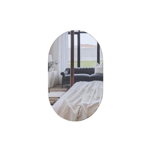 Image of Frameless Decorative Capsule Wall Mount Mirror | Bathroom Mirror and Bedroom Mirror | Non-Bevelled Mirror | Made in India (18 X 24 Inches) F-NBCAP1824