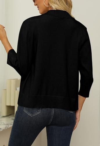 Image of Womens 3 /4 Sleeve Cropped Cardigan Sweater Fashion Cardigans Lightweight Knit Sweaters