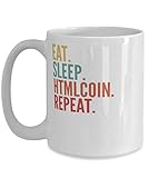 Htmlcoin Crypto, Eat Sleep Htmlcoin Repeat Mug 15oz, white