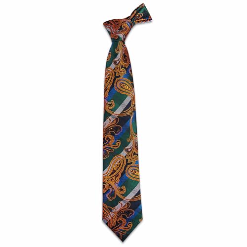 Image of YourTies Silk Paisley Floral Tie and Pocket Square Cufflinks with Lapel Pin Sets for Men 5PC Wedding Party