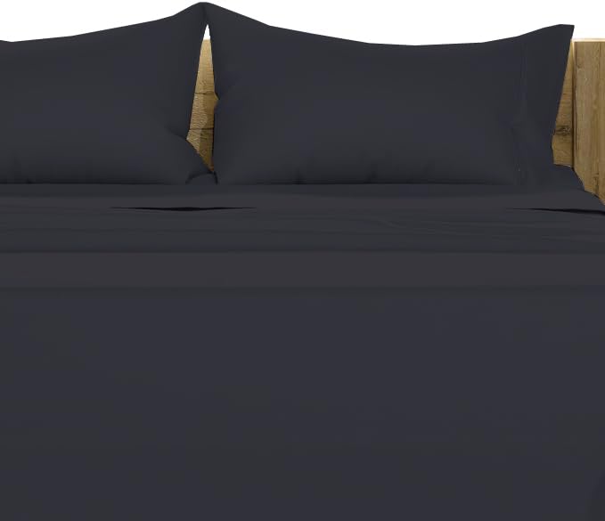 Luxury 4 Piece Premium Hotel Quality Smooth & Soft Bedding Sheet Set Twin Size - 18" Inch Deep Pocket 100% Egyptian Cotton 800 Thread Count - Black Solid
