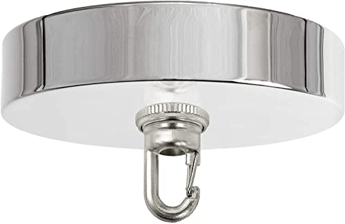 Flea Market Rx Canopy Kit For Ceiling Light (Hardware Only) Chandelier Heavy Duty Hook 50Lb, Crossbar, Mount Hardware For Hanging Chained Pendant Swag Lighting Fixtures, Made In Usa (Polished Nickel) #TOP4