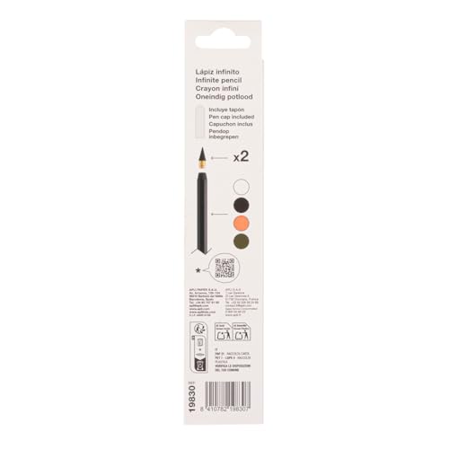 Apli 19830 - Crayon infini avec corps en métal blanc, crayon éternel sans encre avec mine de rechange – vue 2