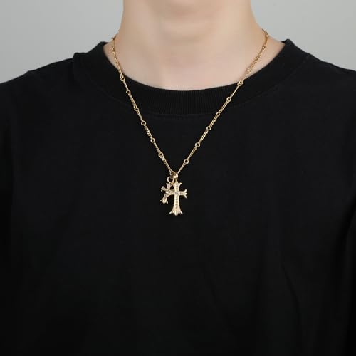 Cross Pendant for Car Rear View Mirror Decor Accessories Stainless Steel Rhinestone Crosses Amulet Jewelry Adult Men Christian Gift (Gold)4