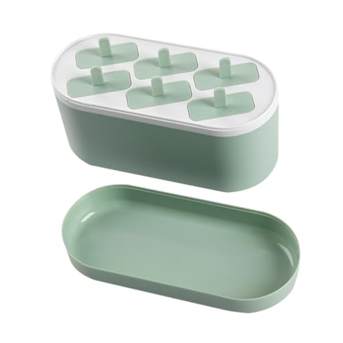 Cabilock 6Grids Ice Cream Mold for DIY Popsicles Light Green Ice Lolly Maker Easy to Reusable for Homemade Yogurt Ice Cream Portable Design for Treats