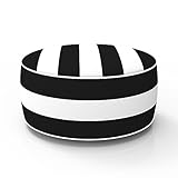 FBTS Prime Inflatable Footstool Ottoman Cover Black Stripe Round 21x9 Inch Patio Foot Stools and Ottomans Footrest Cover