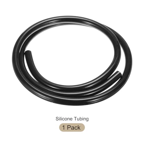 Image of 1m(3.3ft) 6.4mm(1 /4 inch) ID x 9.5mm(3 /8 inch) OD Silicone Tubing Black Industrial Plastic Tubing Pure Silicone Hoses for Pump Siphoning Draining Irrigation Brewing