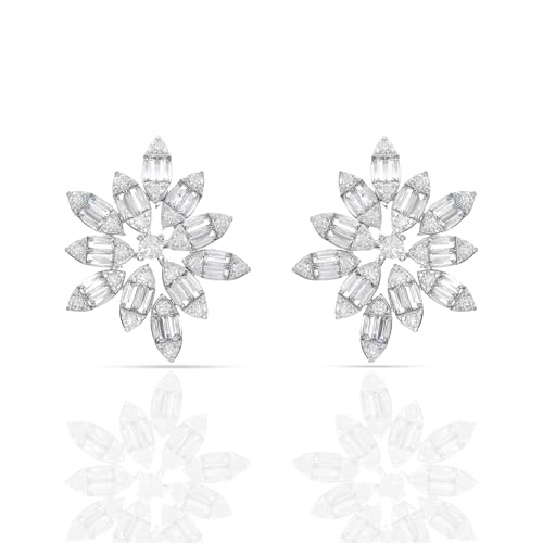 Image of 925 Sterling Silver Stud Earrings for Women | Cubic Zirconia Solitaire Ear Studs | Lightweight Hypoallergenic Anti-Tarnish Daily Wear Jewellery | Gift for Girls, Wife, Girlfriend, Mother, Sister | Birthday, Anniversary, Rakhi