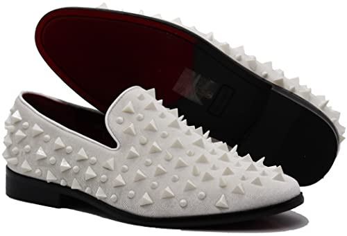 Image of SPK16 Men's Vintage Spike Dress Loafers Slip On Fashion Shoes Classic Tuxedo Dress Shoes