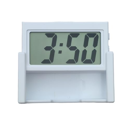 Image of Small Digital Clock,Portable Travel Clock,Classroom Bedroom Bathroom Glass Car Motorcycle Dashboard Mini Clock Battery Operated Self Adhesive (1, White)