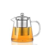 Glass Teapot, Tea Pot with Removable Infusers for Loose Tea, Borosilicate Glass Tea Kettle Tea Maker Stovetop for Party, Camping,Travel (550ML)