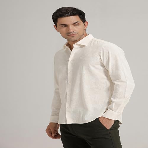 Image of BASICS Cotton-Linen Blended Men's Shirt | Slim Fit | Everyday Smart Casual Wear | Full Sleeve