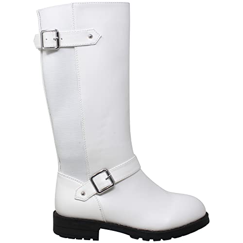 Generation Y Girl's Mid-Calf Knee-High Boots Riding Zip Closure White Size 1 #TOP1