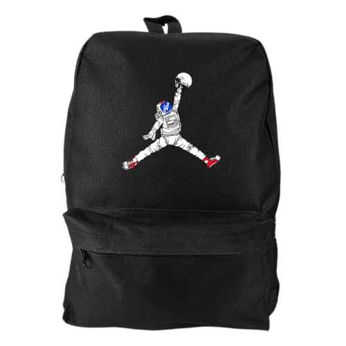 Mochila Bolsa Masculina Escolar Preta Basica Com Ziper Astronauta Bola