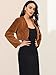 Allegra K Women's Cropped Open Front Jacket Collarless Long Sleeve Faux Fur Coat X-Small Brown