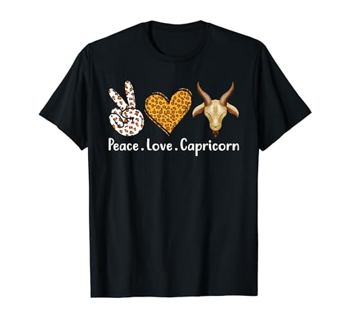 Peace Love Capricorn Zodiac Sign Horoscope T-Shirt