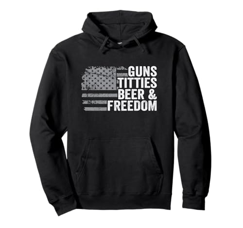 Guns Titties Beer & Freedom – USA-Flagge, lustig, für Herren Pullover Hoodie