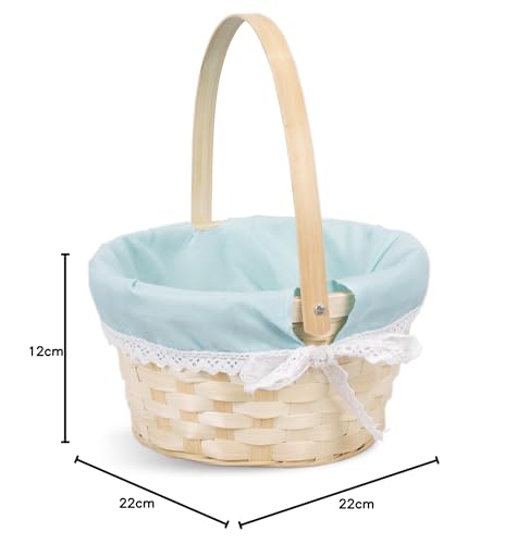 Easter Egg Hunt Gift Basket for Kids, Pink Wicker, Flower Crafts (Blue) - Image 3