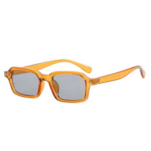 Lunettes de soleil tendance rectangulaires femmes avec monture jaune bleu punk et rivets UV400
