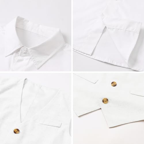 Image of SANGTREE Boys Suit Cotton Linen Formal Set Baby Boy Dress Clothes Gentleman Wedding Ring Bearer Outfits, 3 Months - 9 Years