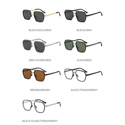 Oversized Polarized Square Sunglasses Men Pilot Sun Glasses 2025 Vintage Metal Frame Double Beam Sun Glasses for Male﻿4