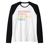 Photo Gallery awesome since january 1962 men women birthday 1962 vintage maglia con maniche raglan Photo Gallery awesome since january 1962 men women birthday 1962 vintage maglia con maniche raglan
