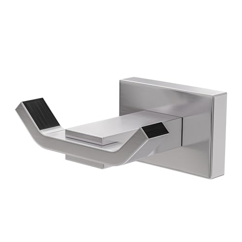 Amig - Colgador toalla baño Mod. 8 - Toallero gancho Con tornillos incluidos - 71 x 76 x 35 mm - Zamak - Plateado - Cromado brillo