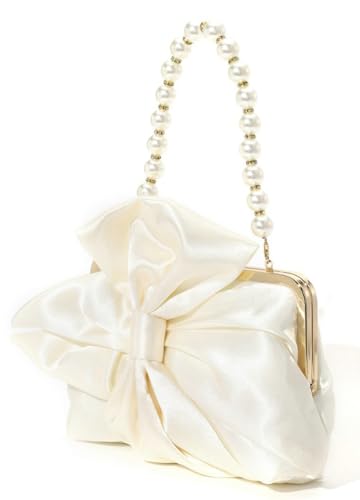 Image of Silk Bow Clutch Purses for Women Cute Pearl Evening Handbag Chic Trendy Evening Clutch Bag for Party Prom Wedding 2025