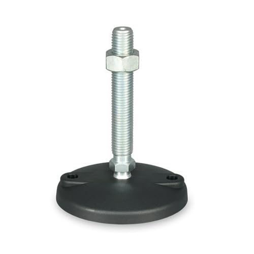 Pied articulé KM.SF10 M8 Ø 100 mm avec trous de fixation pour fixation au sol, réglable en hauteur, nivellable, pivotant, vis filetée M8 x 25 mm en acier galvanisé (1, M20 x 100 mm)