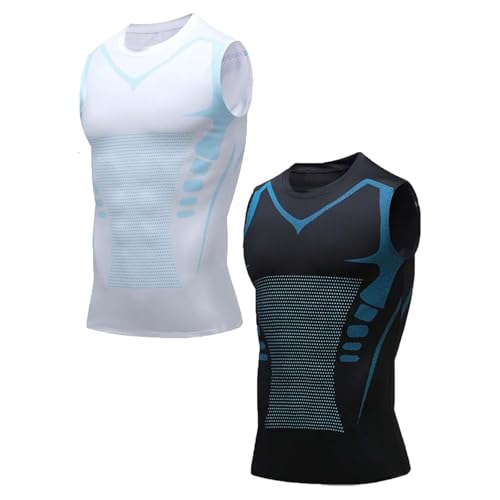 OLYGEE V-Boost V2 Shaping Tank Men, Quick-Drying Wicking Breathable Sleeveless Shirts, Feel the Power of Confidence (Write+Black,s)