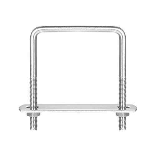 Image of uxcell Square U-Bolts, 3 Sets 62mm(2.44 inch) Inner Width 80mm Length M6 304 Stainless Steel U Clamp Bolt with Nuts and Plates, for Boat Trailer