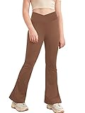 Girl's Leggings Cross High Waisted Flare Pants Yoga Bootcut Pants Solid Color Full Length Bell Bottoms 13-14 Years