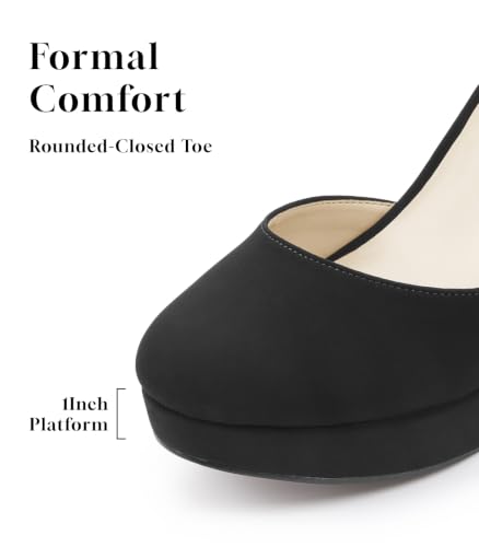 Image of Ankis Platform Closed Toe Heels for Women, Round Toe High Chunky Pumps
