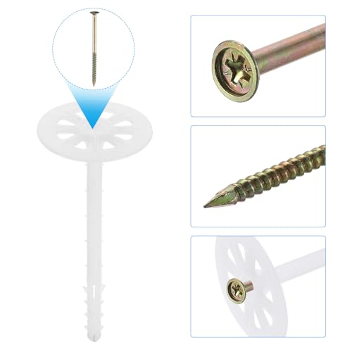 Image of PATIKIL 142mm Perforated Insulation Pins, 30 Pack Insulating Nails Wall Plug Plastic Expansion Bolt for Fixing Foam Boards to Masonry Wall or Ceiling