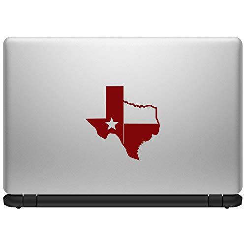 Image of TX Flag Shaped Like Texas [Pick Color] Vinyl Transfer Sticker for Laptop /Car /Truck /Window /Bumper (10 inch x 10 inch, Maroon)