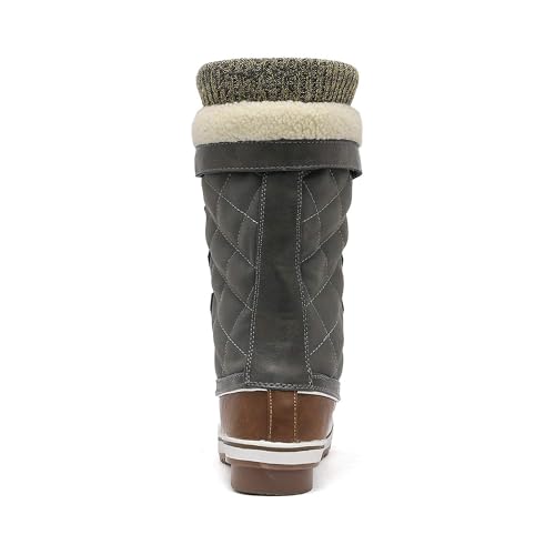 DREAM PAIRS DREAM PAIRS Women's Mid-Calf Waterproof Winter Snow Boots,Size 6,Tan/Khaki,MONTE_02