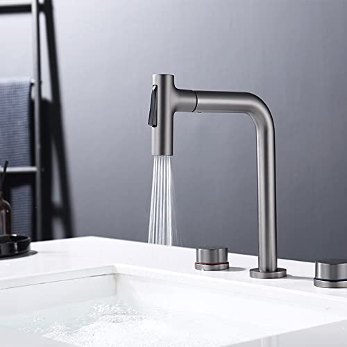 Robinet mitigeur de lavabo extractible noir avec double levier pratique