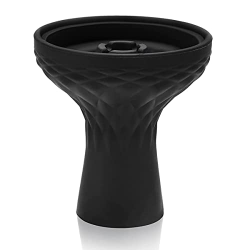 Hookah Bowl Set With Hmd - Afoosoo Upgade Aluminum Heat Management Device Charcoal Stove Holder With Cover Head + Silicone Phunnel Hookah Bowl | Long Handle | Quick Heat | Easy Cleaning (Black) #TOP1