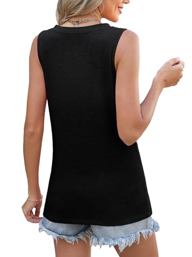SLOWCOLIN Womens Tank Tops Loose Fit V Neck Tank Tops for Women Summer Casual Sleeveless Shirts Black XL — view 4