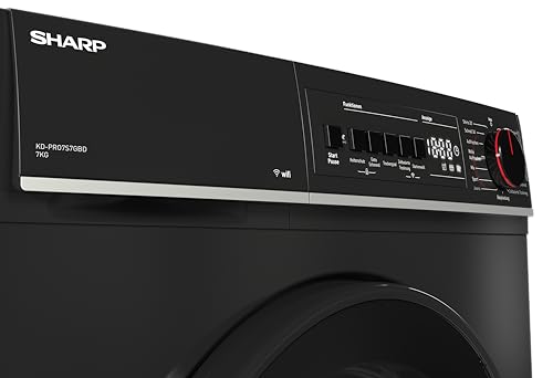 Sharp KD-PRO7S7GBD-DE Wäschetrockner, 7kg, D, WiFi, 15 Trockenprogramme inkl. 20-Minuten-Schnelltrockenprogramm, Schwarz